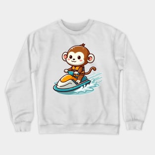 cute monkey Jetskiing Crewneck Sweatshirt